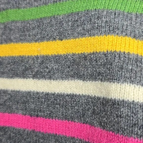 WoolOvers Crewneck Pullover Grey Rainbow Stripes Pure Merino Wool - Picture 5 of 8